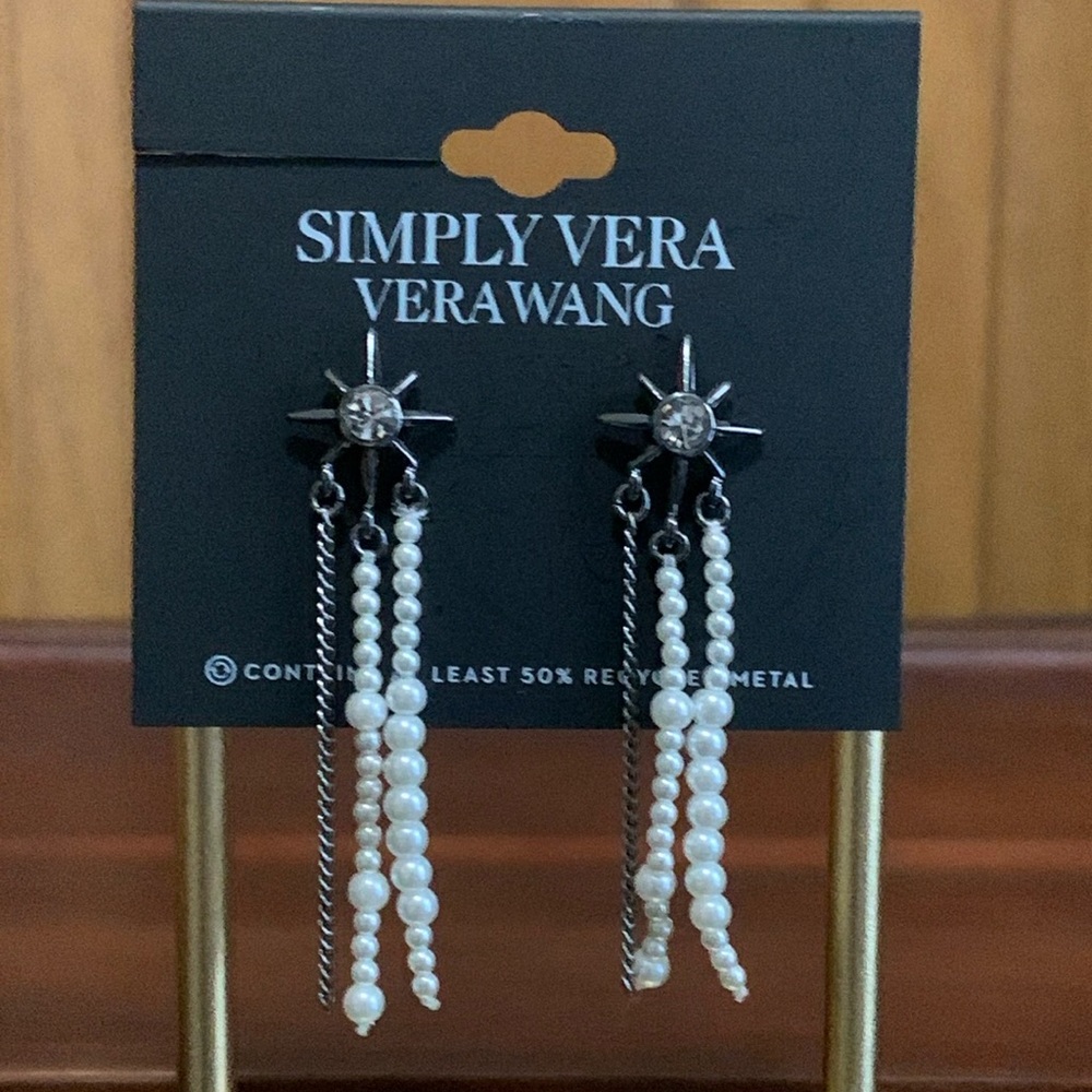 NWT Simply Vera Vera Wang rhinestone & faux pearl earrings